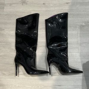Zara Patent Knee High Boots